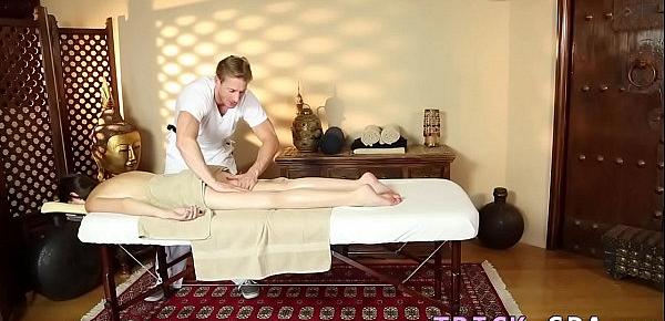  Babes ass jizzed by masseur